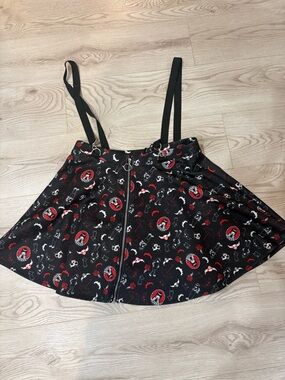 EMILY THE STRANGE Hot Topic XL Black Red Graphic A-Line Skirt NWT